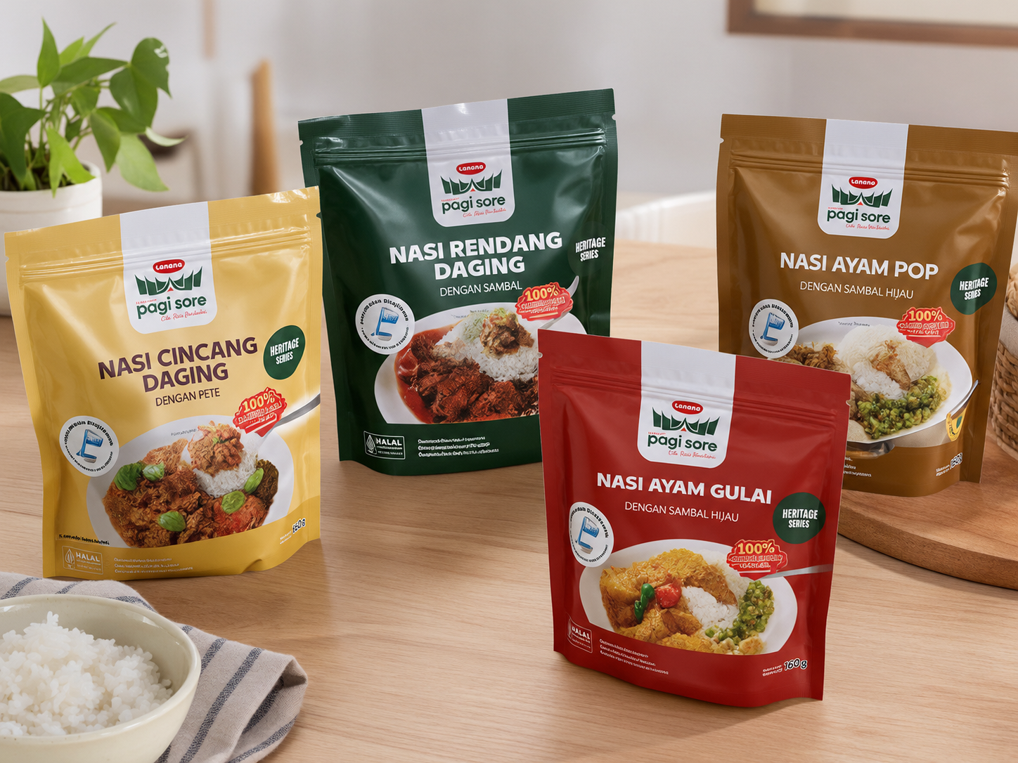 Produk instan nasi lauk Padang Pagi Sore